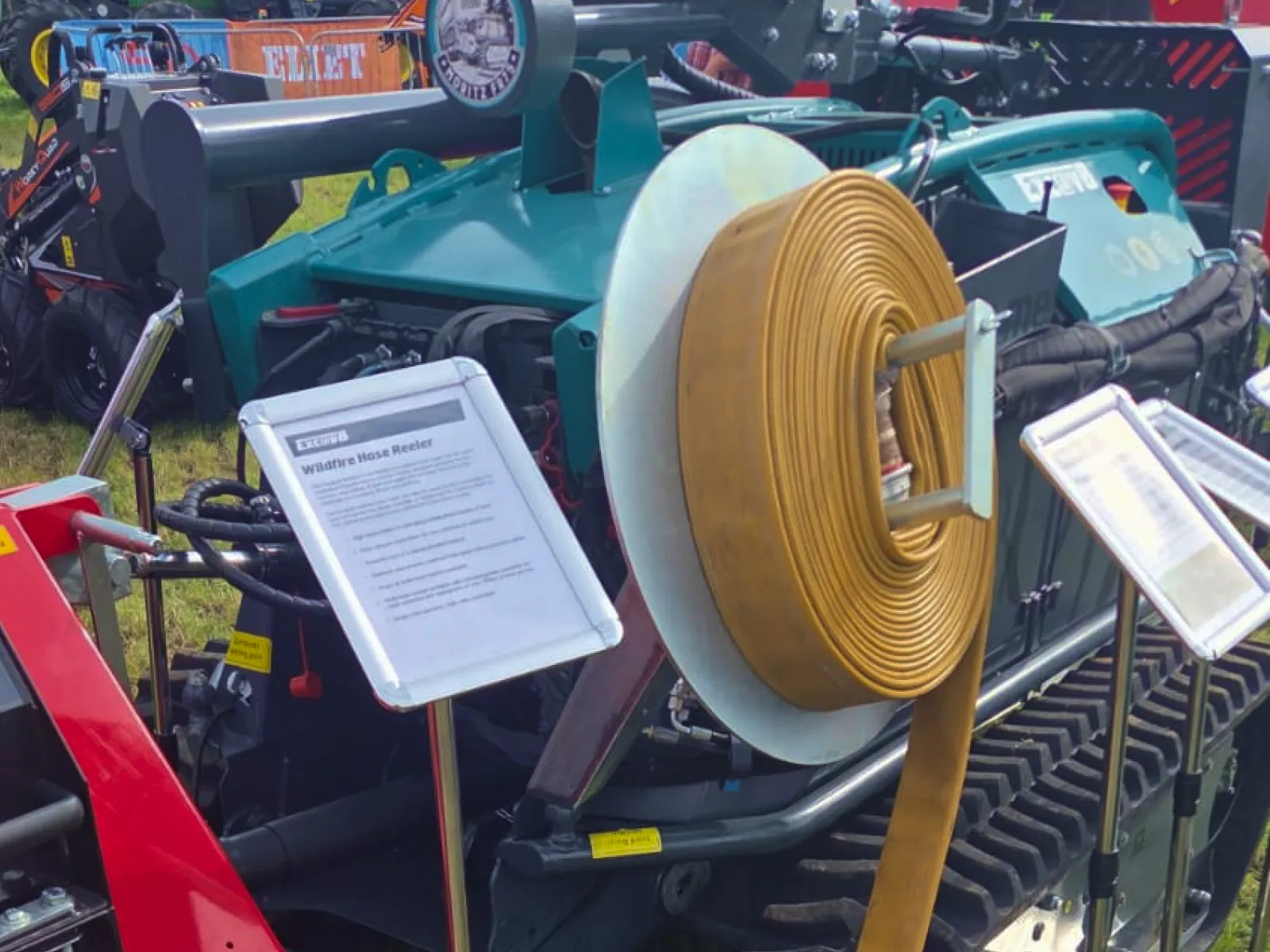 Exc@v8’s wildfire hose reel on the Pfanzelt Moritz, wound with fire hose